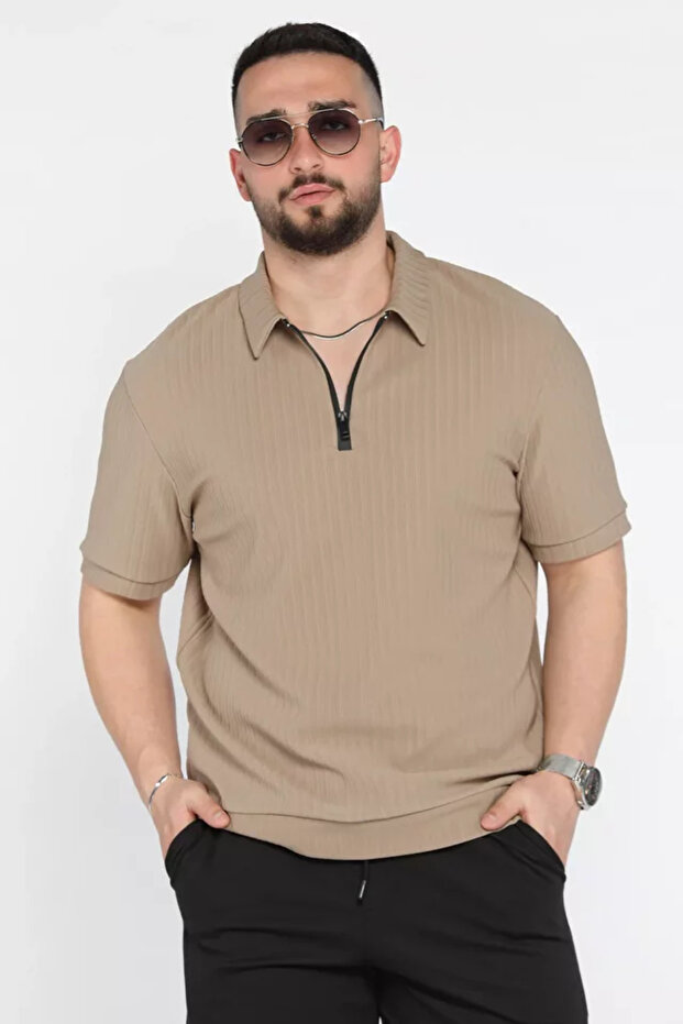 Men's Polo Collar Half Zipper T-Shirt