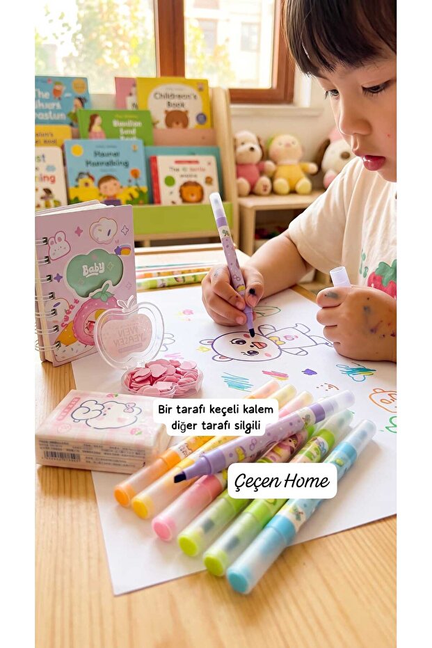Sanrio Kuromi Themed 6-Piece Double-Sided Pastel Highlighter Set, Spiral Mini Notebook, Boxed Paper Soap Gift, School, Office, and Bullet Journal Set