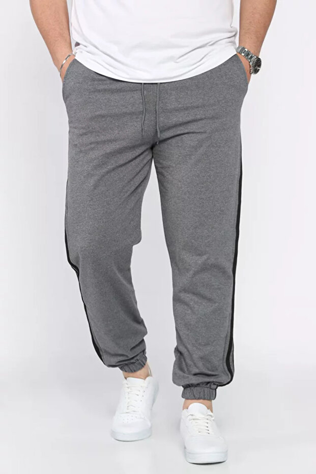Men's Sweatpants with Elastic Waist and Cuffs and Side Stripe Detail