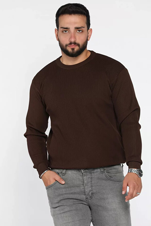 Crew Neck Patterned Men's Knitwear Sweater