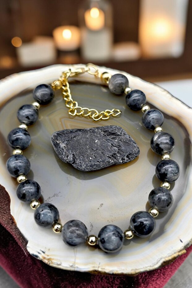Labradorite Women's Bracelet 8 mm Adjustable Natural Stone