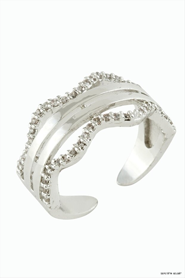 Spt-Gld Cloud Zircon Stone Metal Ring (191252) Silver Color