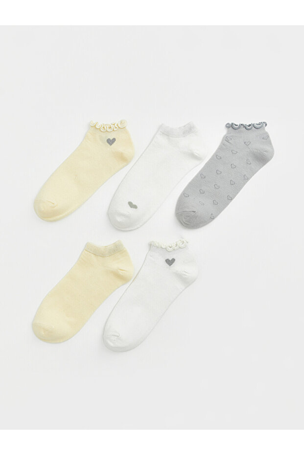 Nevavm Heart Patterned Women's Booties Socks 5-Pack