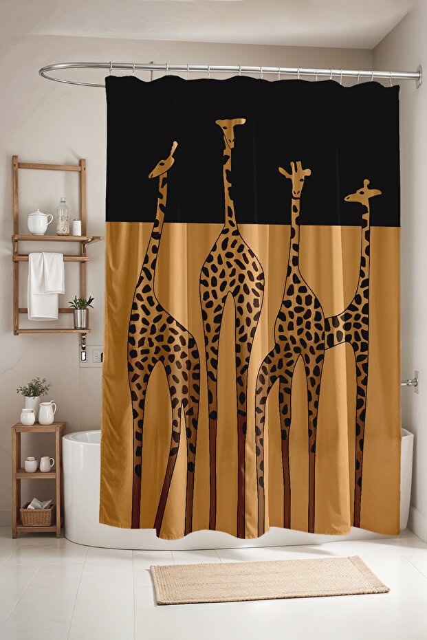 Bathroom Curtain, Giraffe Patterned Shower Curtain, Bathtub Curtain 175X200Cm