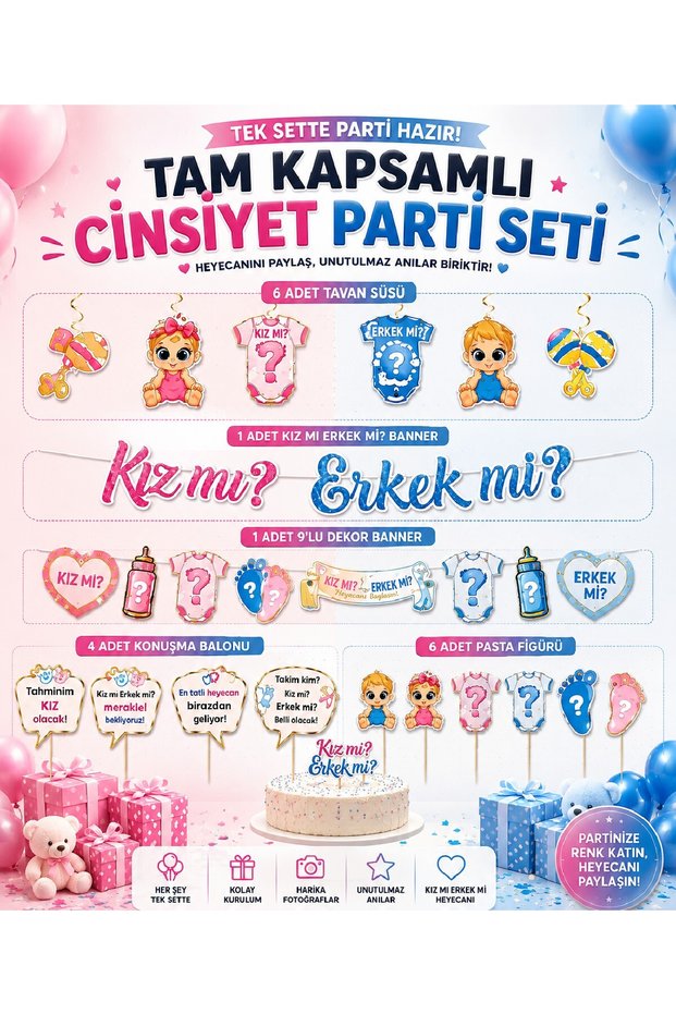 Gender Reveal Party Set - Girl or Boy? | Gender Reveal Party Decoration Set | Baby Shower Decoration