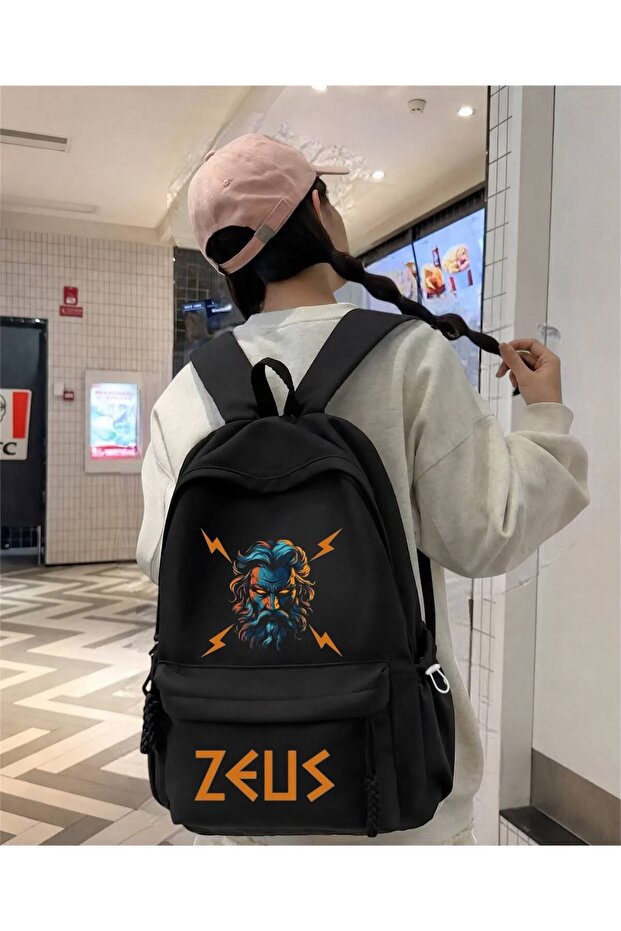 Black Zeus Printed School, Office, Course Backpack
