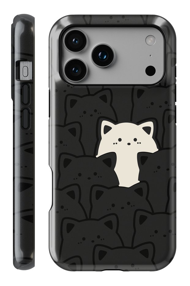 (Magsafe) iPhone 17 Pro White Cat Double Layer Glossy Protect Phone Case