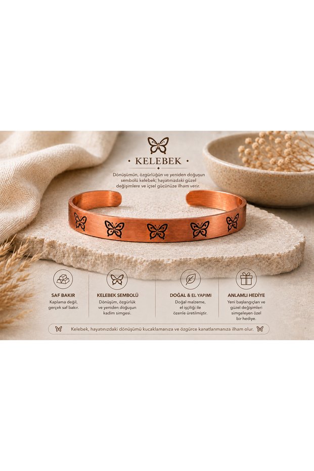 Butterfly Motif Pure Copper Bracelet – Adjustable Clasp Bracelet