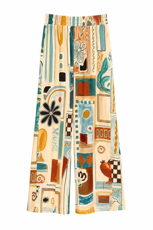 Summer Tropical Patterned Trousers