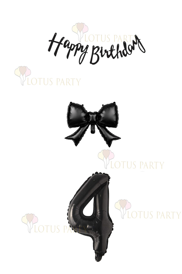 Small Black Ribbon Balloon 1 Piece - 1 Piece Black 76 cm Number Balloon 1 Banner - Age