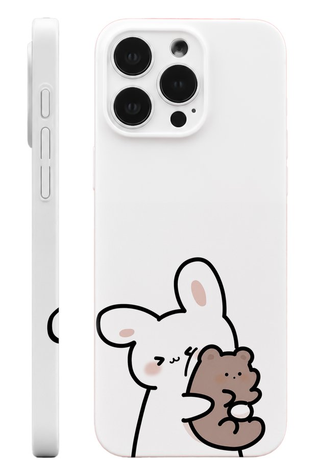 iPhone 16 Plus Tavşan Protect Slim Glossy Full Cover Print Camera Protected Phone Case