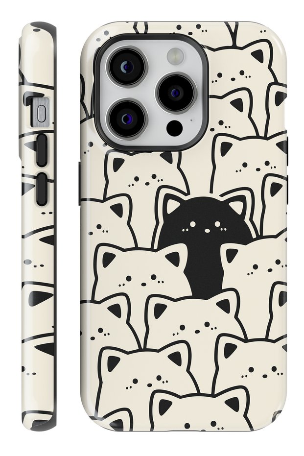 (Magsafe) iPhone 15 Pro Max Black Cat Double Layer Glossy Protect Phone Case