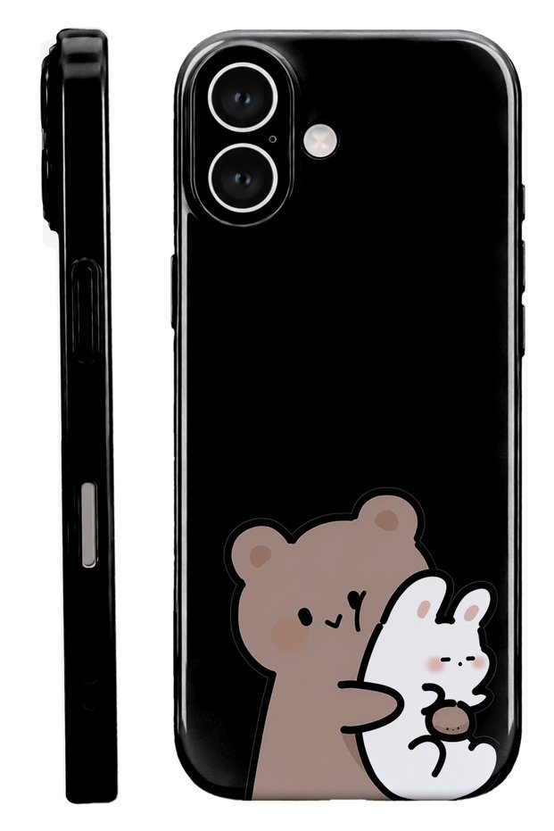 iPhone 17 Teddy Bear Protect Slim Glossy Full Cover Print Phone Case with Camera Protection