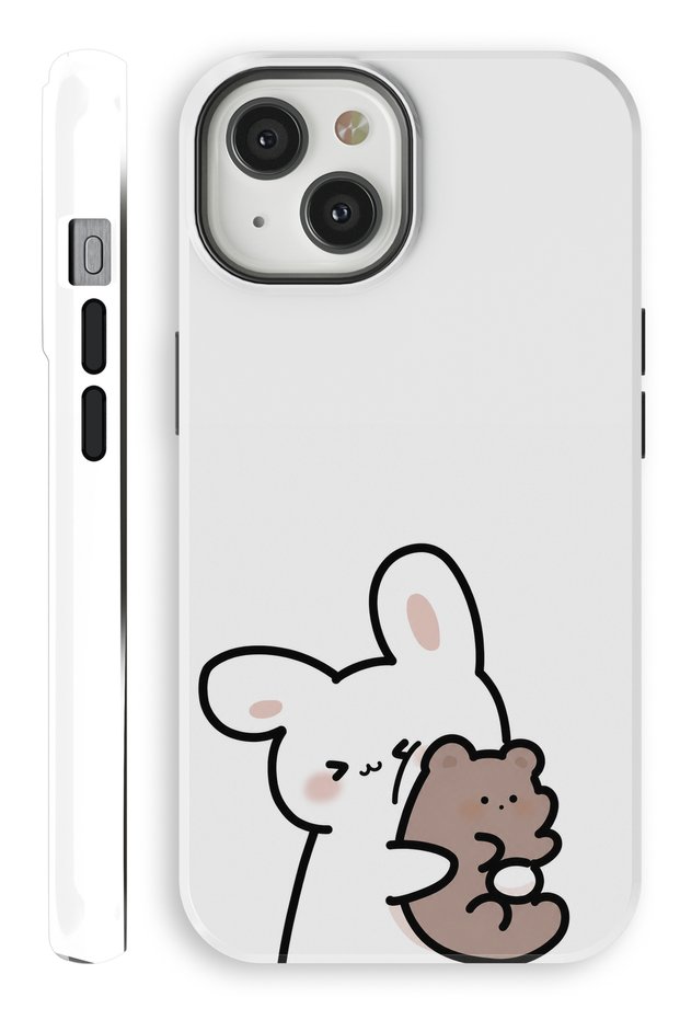 iPhone 14 Plus Rabbit Double Layer Full Covering Printing Glossy Protect Phone Case