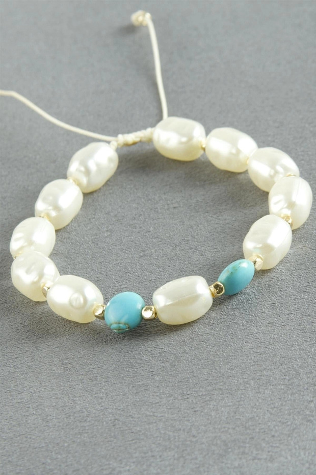 Turquoise Stone Pearl Bracelet
