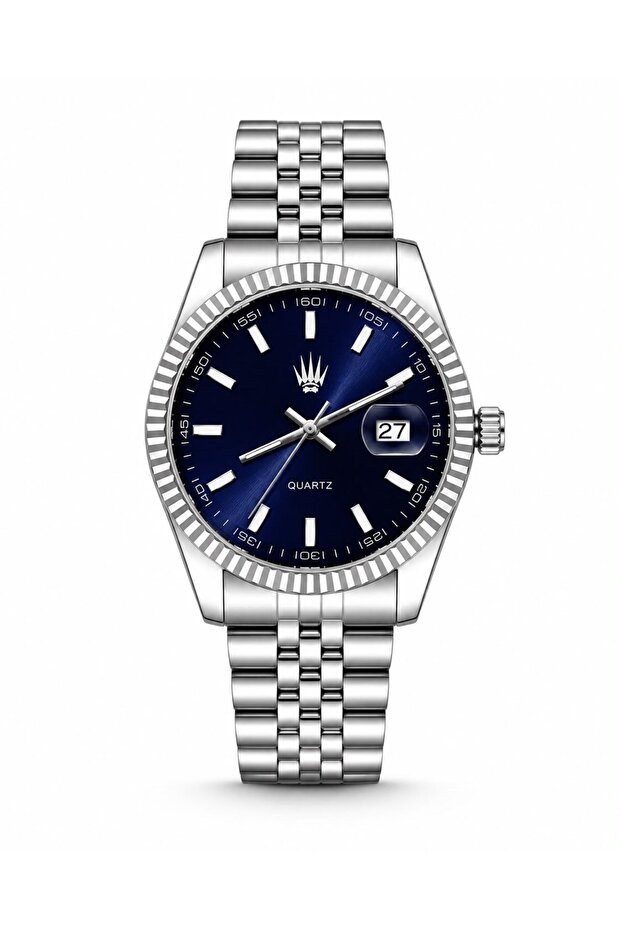 Kaelor Silver Navy Blue Steel Wristwatch