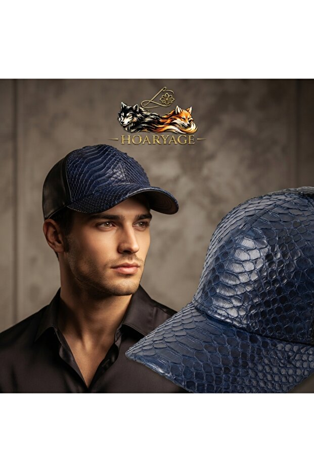 Genuine Snakeskin Suede Detailed Baseball Cap Hat