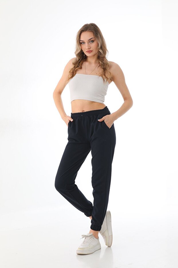 Navy Blue High Waisted Jogger Summer Sweatpants