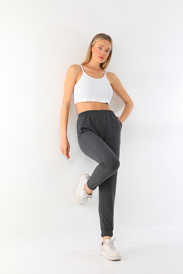 Anthracite High Waisted Jogger Summer Sweatpants
