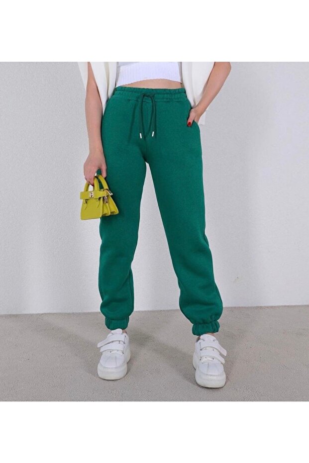 Special Design Elastic High Waist 3 Thread Raised Full Winter Women's Sweatpants