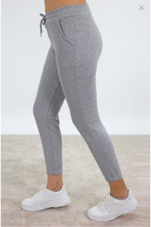 Gray Elastic Cuffed Sweatpants