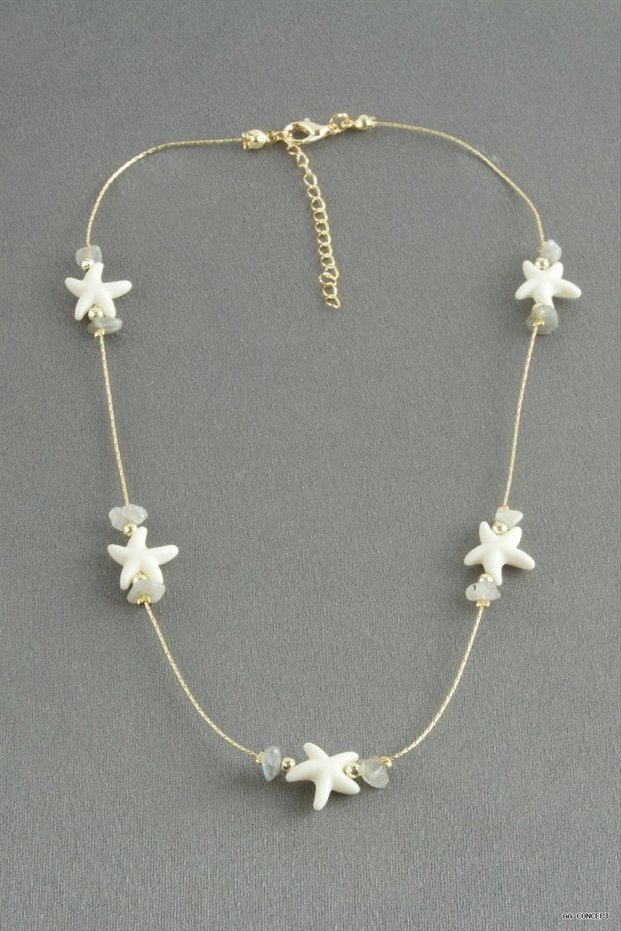 Concepta Starfish Broken Natural Stone (01213) Necklace Gray