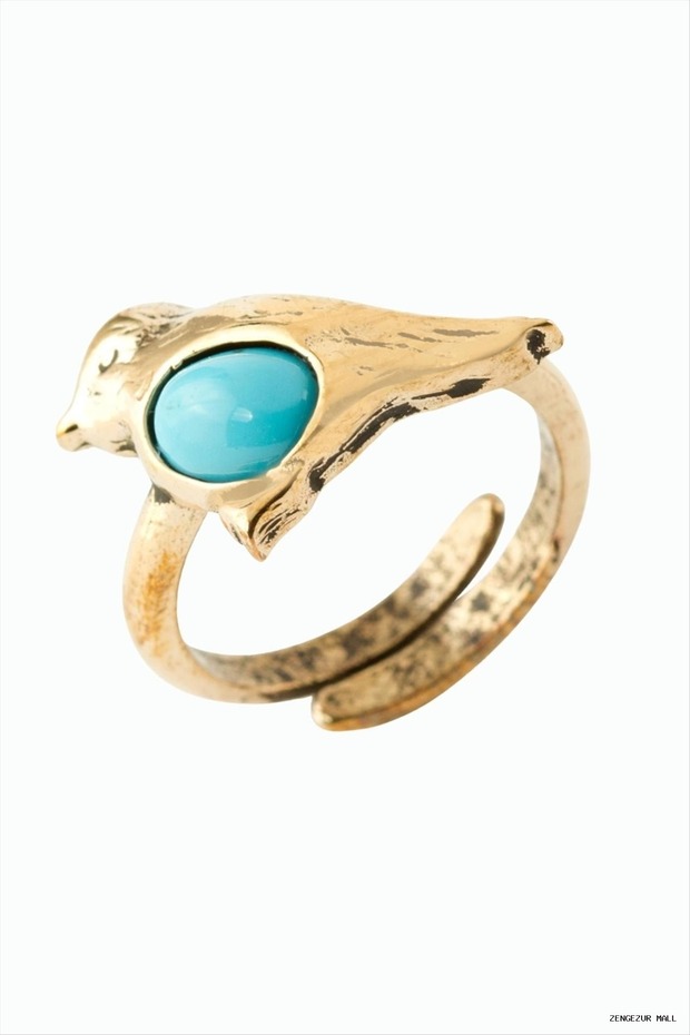 Zngzrmll Bird Authentic with Natural Stone (24702) Ring Turquoise
