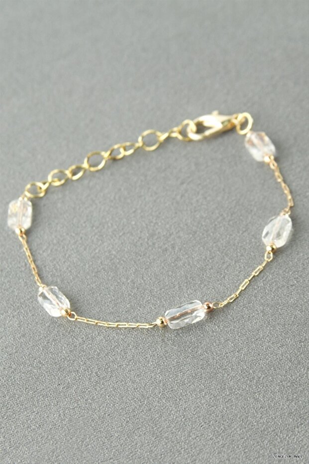 Zngzrmll Rectangular Crystal Stone (12159) Bracelet Yellow