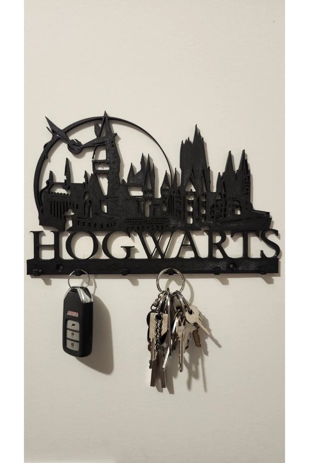 Harry Potter Hogwarts Castle Silhouette Wall Key Holder - Decorative Key Hanger with 5 Hooks