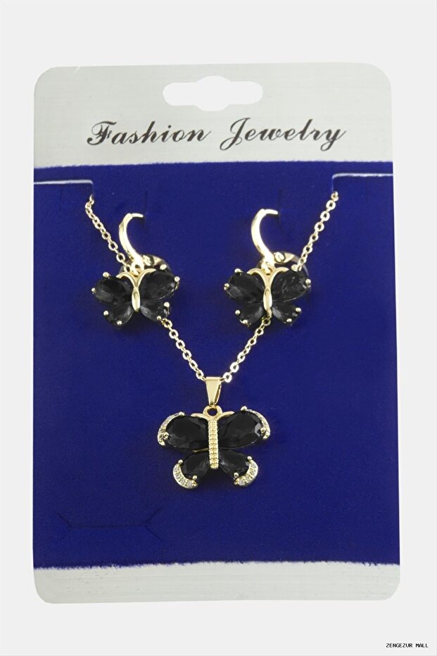 Zngzrmll Zircon Stone Set (32007) Necklace Black
