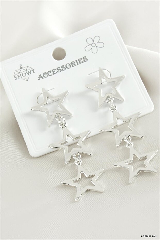 Zngzrmll Star Metal Earrings (54325) Silver Color