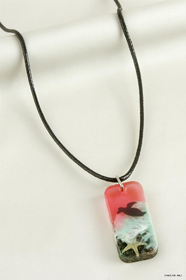 Zngzrmll Sea Star Rectangular Epoxy (62300) Pendant Pink