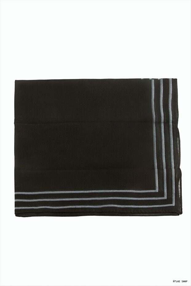 Ilkestor Stripe Patterned Bandana (200729) 50X50 Black