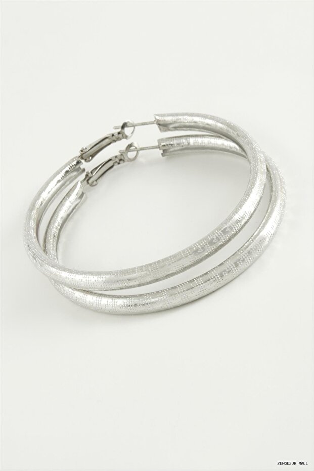 Zngzrmll Dotted Tube Hoop Earrings 4.5cm (60026) Silver Color