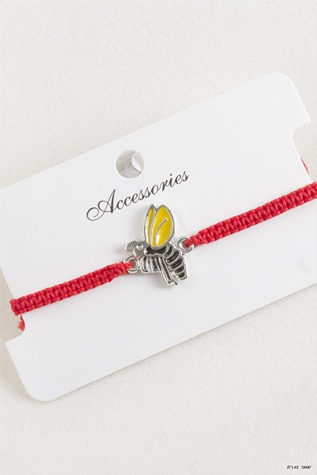 Ilkestor Bee Macrame Braided Bracelet (61446) Red