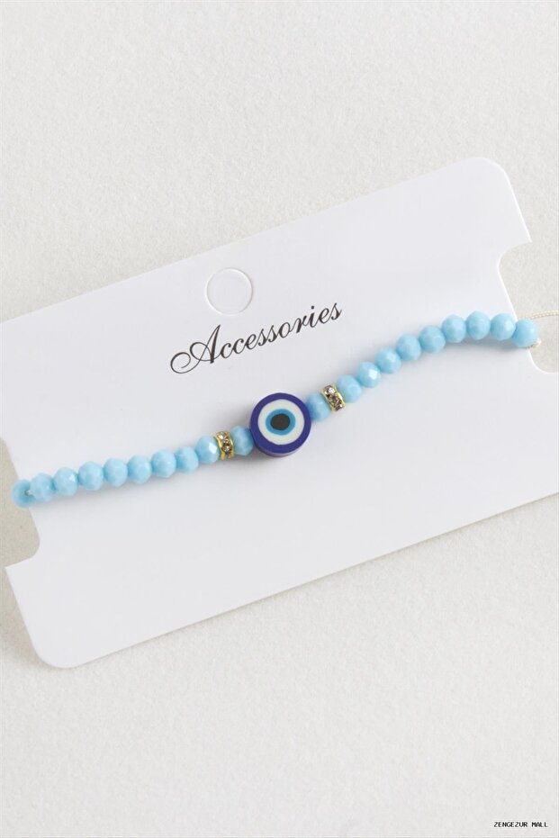 Zngzrmll Nazar Crystal Macrame Rope (34137) Bracelet Blue