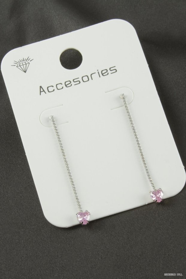 Zngzrmll Heart with Stone (61719) Earrings Pink
