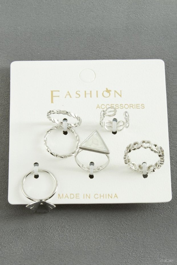 Concepta 5 Pieces Mixed Luxury Joint Rings (05752) Silver Color