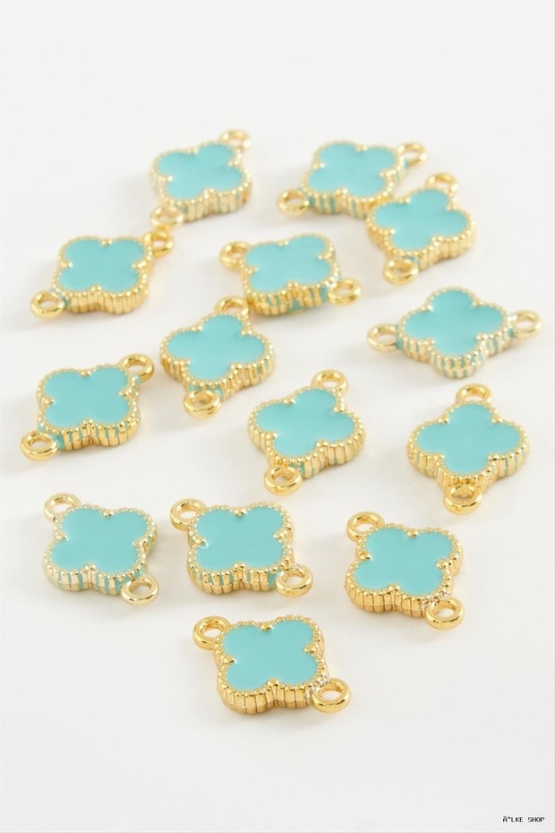 Ilkestor Flower Double Handle Enamel Bracelet and Pendant Horse 1 (203817) Piece Turquoise
