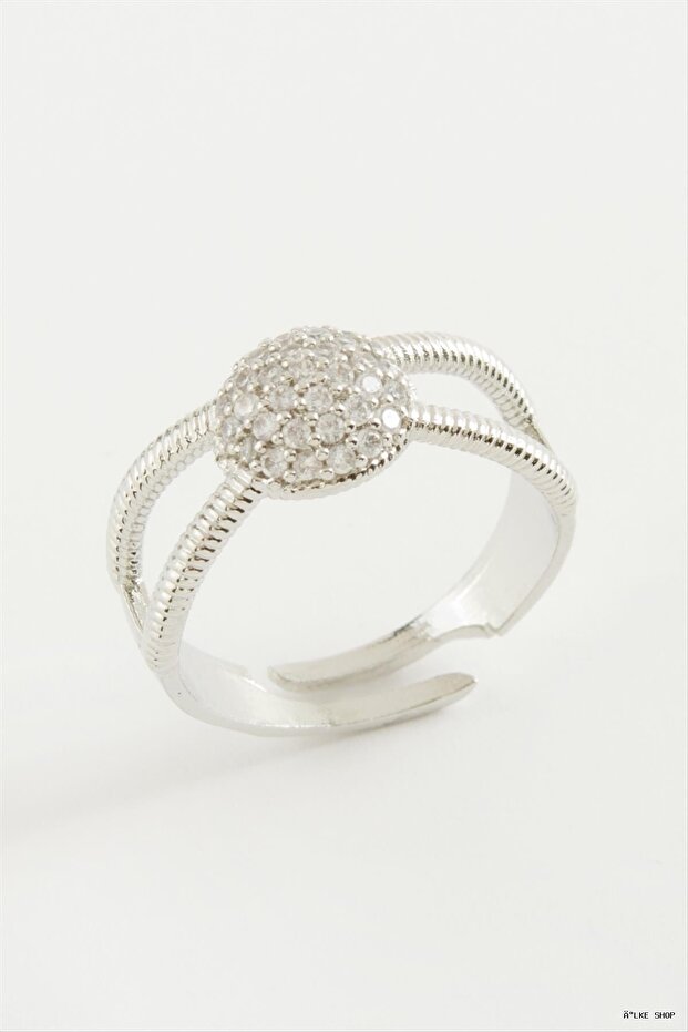 Ilkestor Round Stone Ring (71533) Silver Color