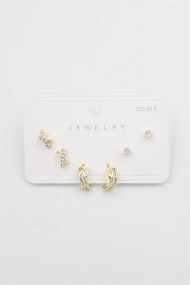 Glb-stl41414 multi-set earrings - gold