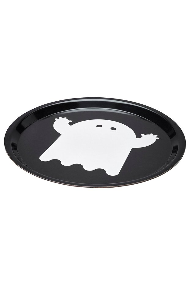 Tray 32 cm ghost pattern black/white KUSTFYR Trays