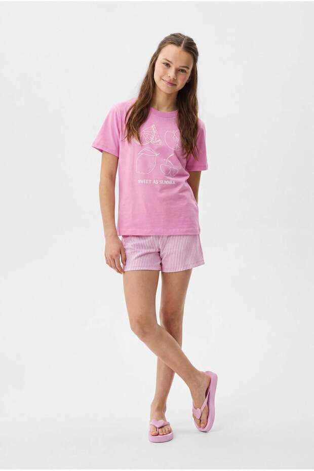 Girl's Striped Cotton Pajama Set
