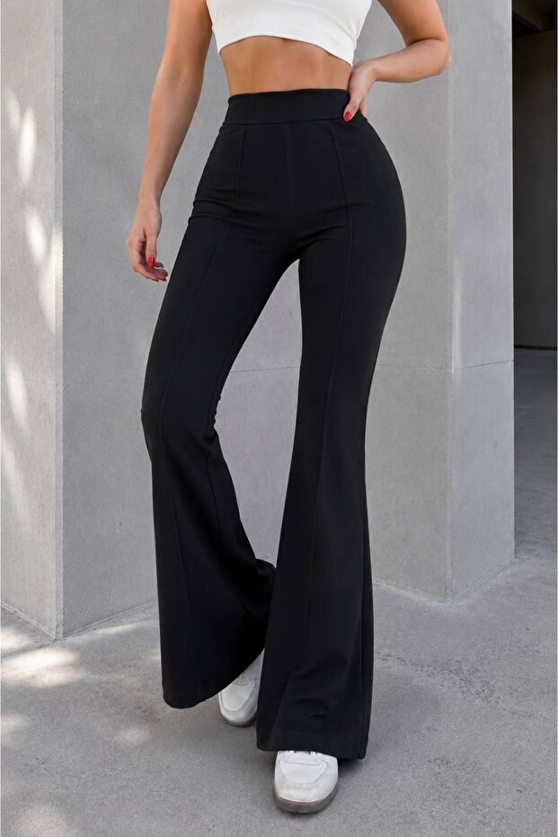 Women's Crepe High Waist Spanish Flare Pants