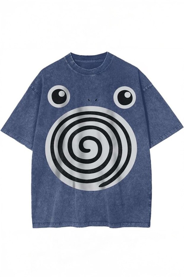 Navy Blue Washed Poliwag Pokemon Unisex T-Shirt