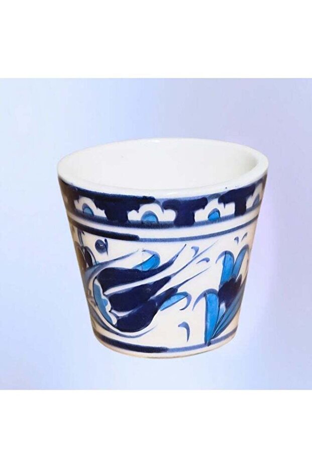 Handmade Ceramic Espresso Coffee Tea Cup, Blue and White Pattern