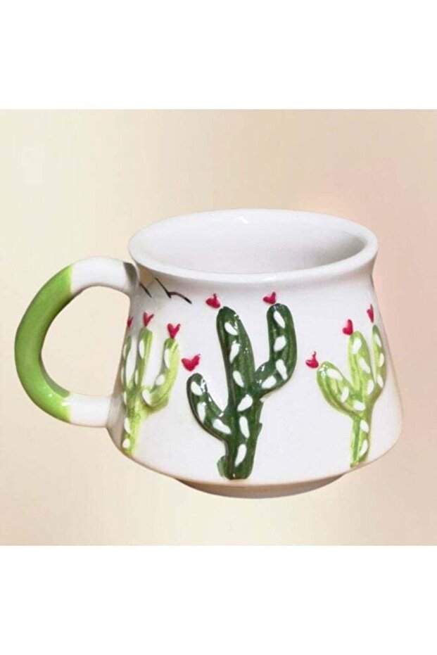 Handmade Ceramic Mug with Cactus Design for Tea and Coffee