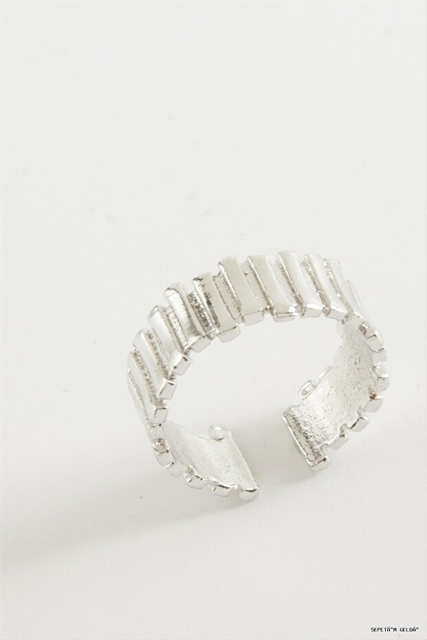 Spt-Gld Striped Metal Ring (113003) Silver Color