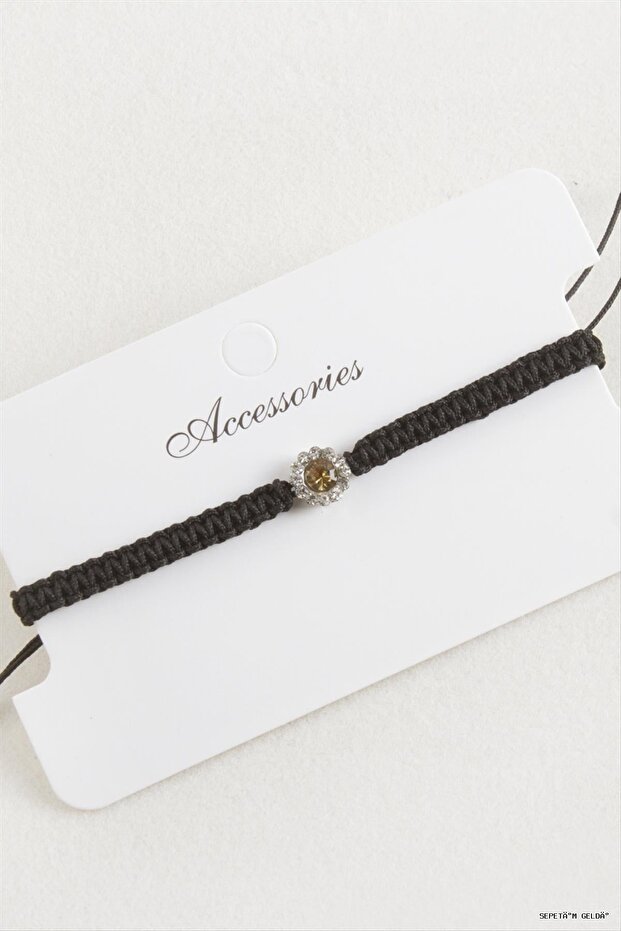 Spt-Gld Flower Stone Macrame Braided (110940) Bracelet Yellow