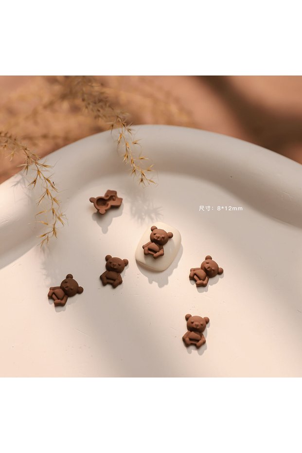 NAILFYOU 5pcs 5pcs 3D Fashion Kawaii Coffee Maillard Series Nail Art Charm Alloy Bear Bow Flower Nai